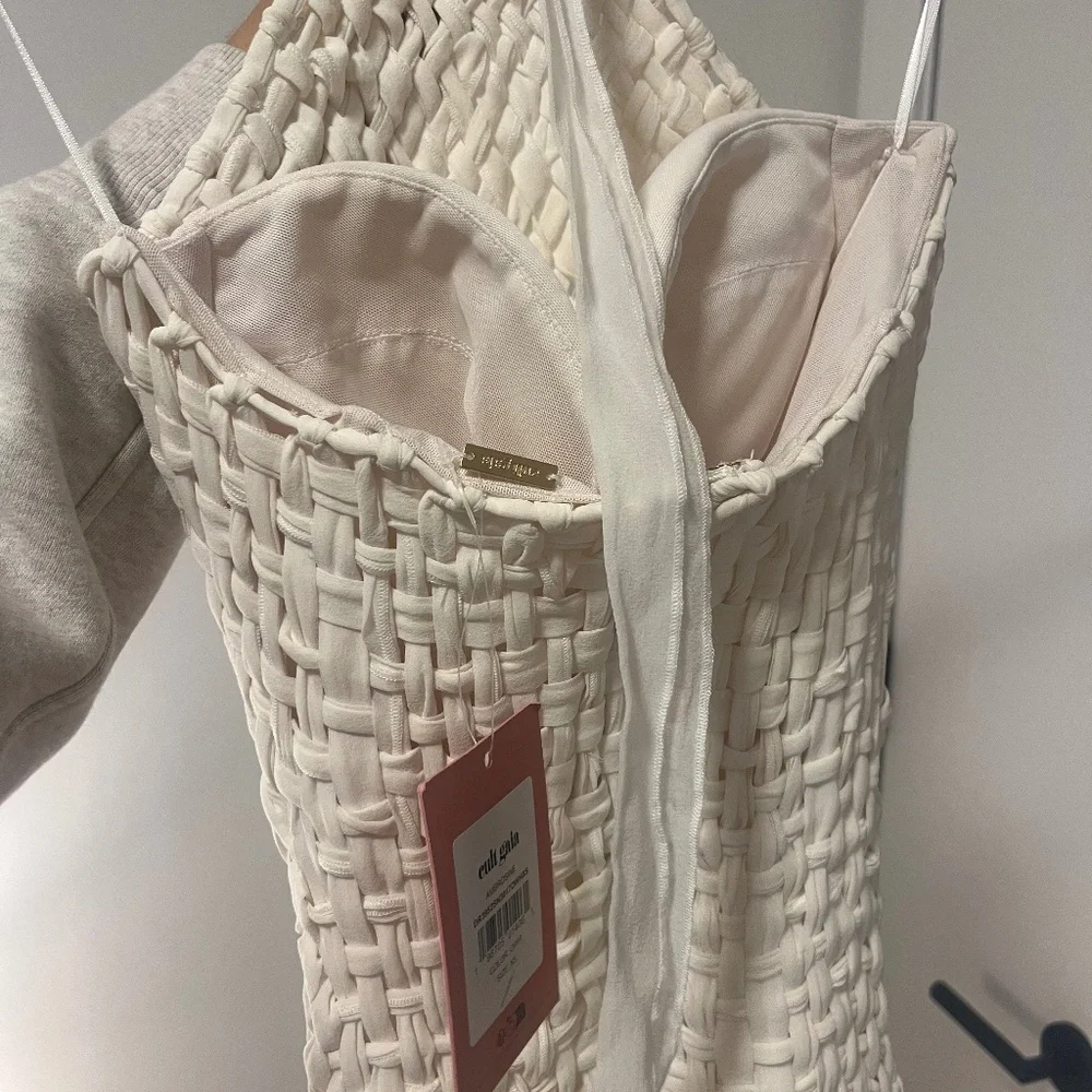 Cult Gaia Ambrosine White Woven Silk Dress Bridal - Picture 5 of 9